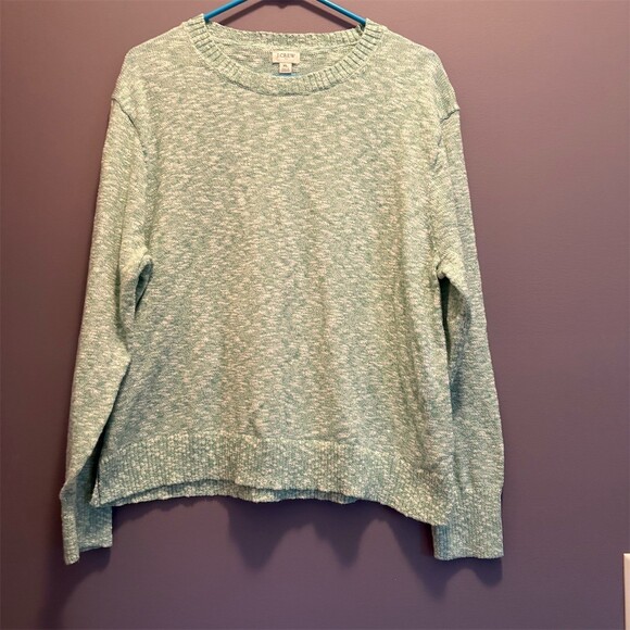 J. Crew Sweaters - J.Crew Sweater Womens XL Green & White Marled Fisherman Knit Crew Neck